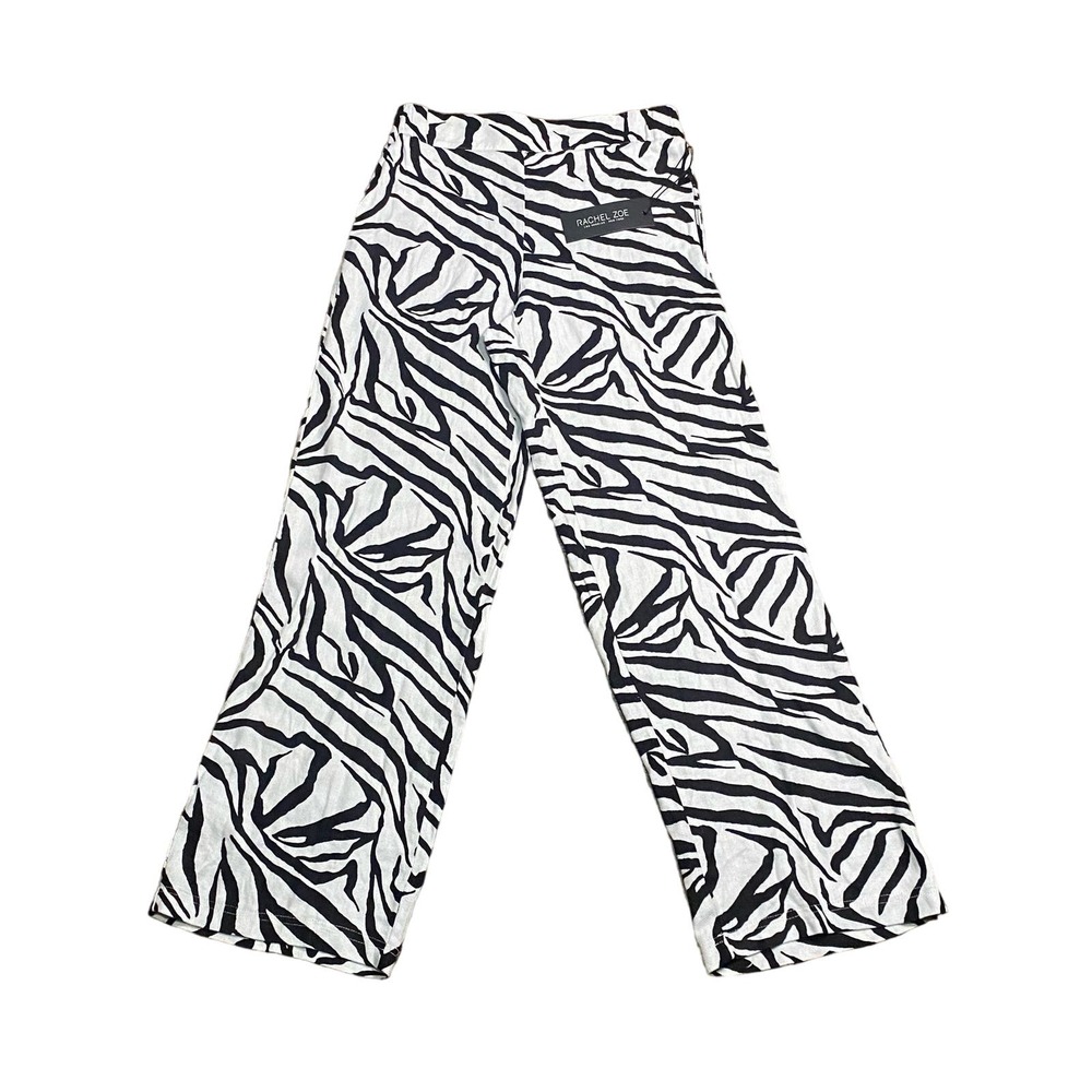 NWT Rachel Zoe Mid-Rise Straight Leg Zebra Print Pants Size Small